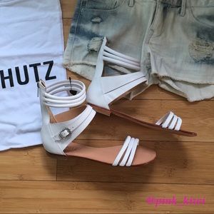 Schutz Soft Pearl Leather Sandals